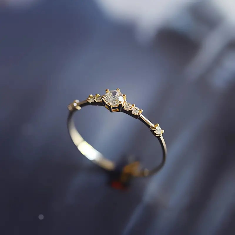 14k Plated Paved Shining Danburite Silver Ring