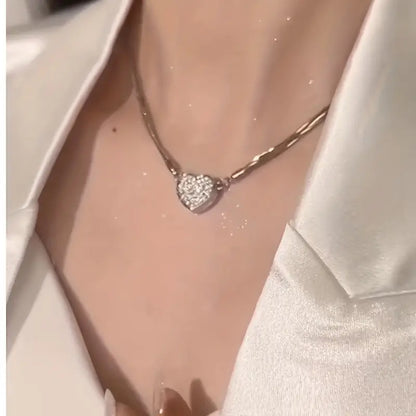 Luxury Heart-Shaped Danburite Multilayer Magnet Necklace