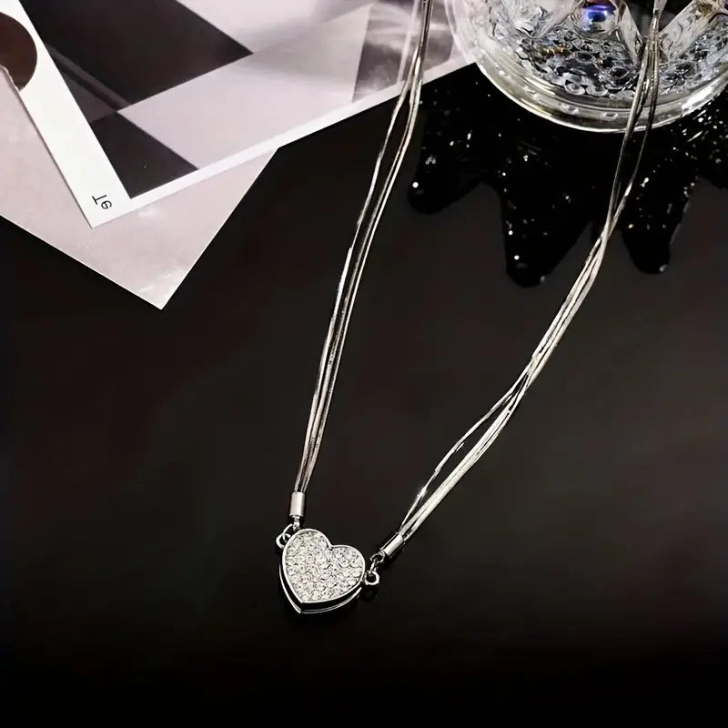 Luxury Heart-Shaped Danburite Multilayer Magnet Necklace