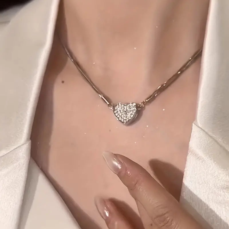 Luxury Heart-Shaped Danburite Multilayer Magnet Necklace