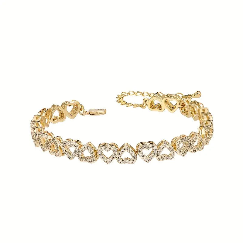 Elegant Shining Cubic Danburite Heart Bracelet