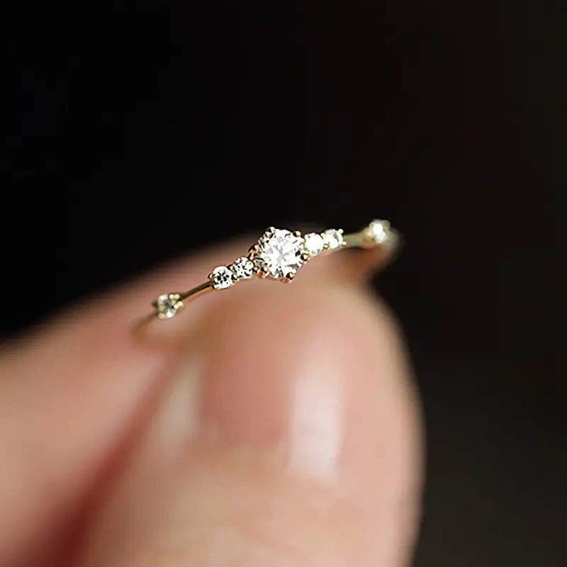 14k Plated Paved Shining  Danburite Silver Ring