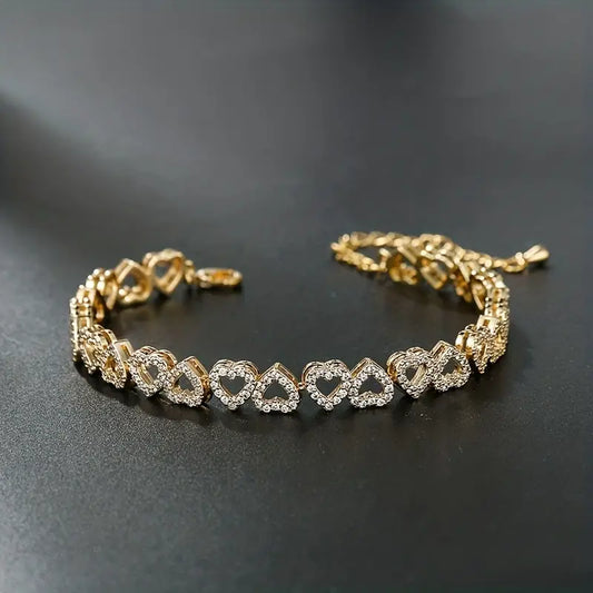 Elegant Shining Cubic Danburite Heart Bracelet