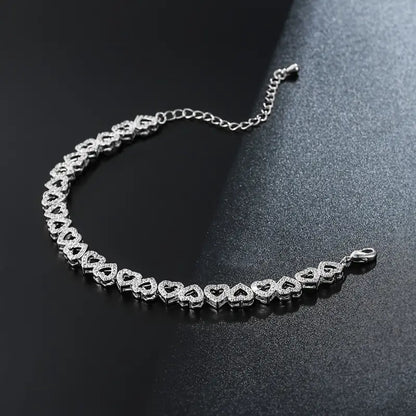 Elegant Shining Cubic Danburite Heart Bracelet