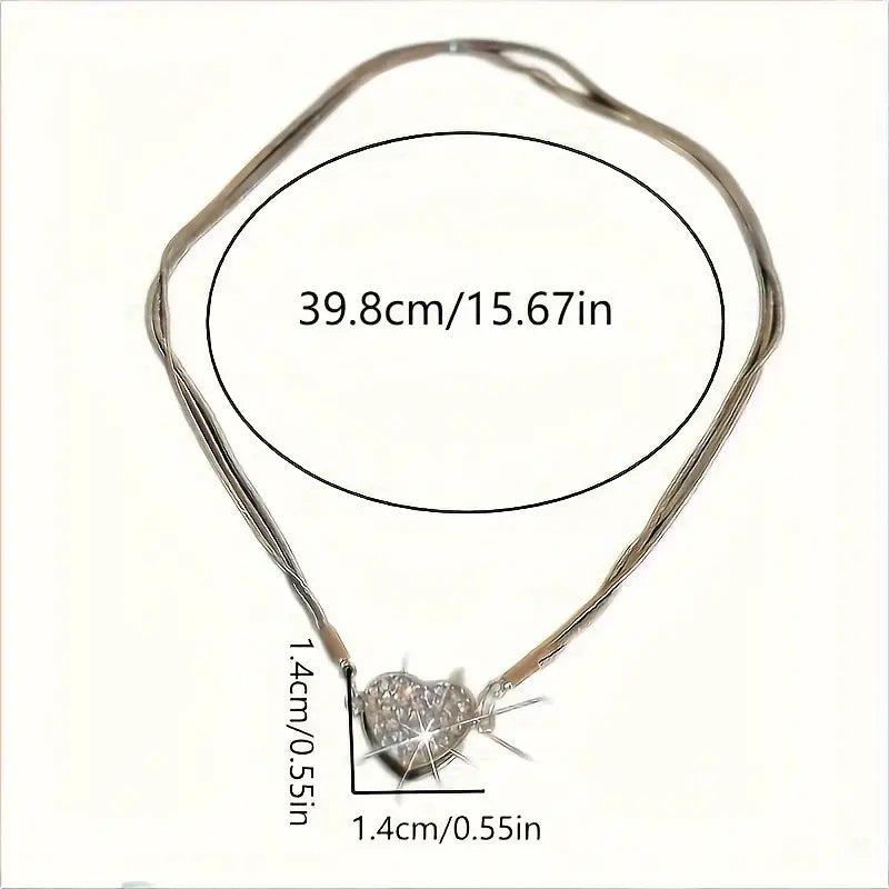 Luxury Heart-Shaped Danburite Multilayer Magnet Necklace