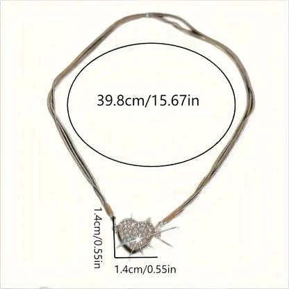Luxury Heart-Shaped Danburite Multilayer Magnet Necklace