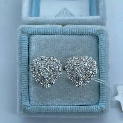 Heart Shape Danburite Inlaid Design Copper Earrings