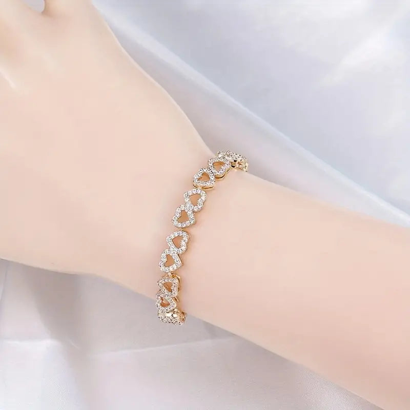 Elegant Shining Cubic Danburite Heart Bracelet